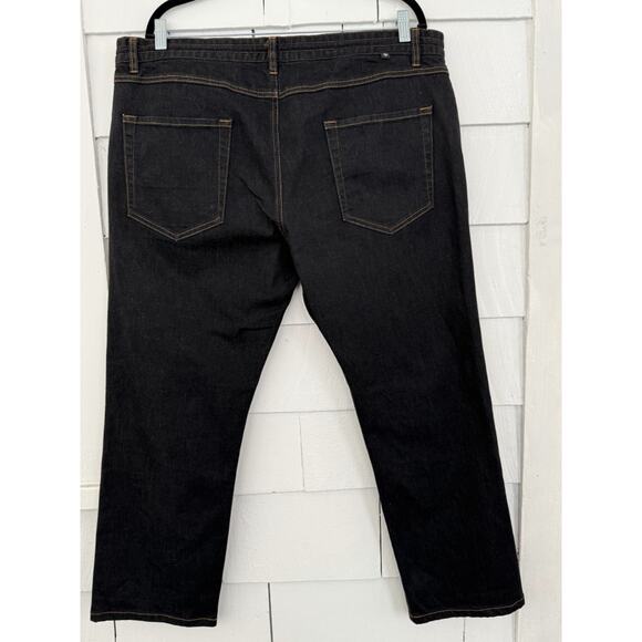Betabrand Mens 38x30 Black Dark Wash Plaid Interior Trim Drawstring Denim Jeans - Picture 4 of 10